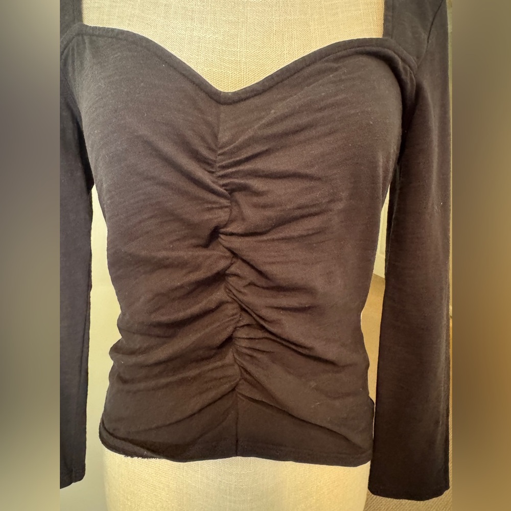 Nation LTD Mikaela top Black Sweetheart Ruched Blouse